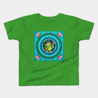 Green Tree Frog and Lotus Lilies Kids T-Shirt